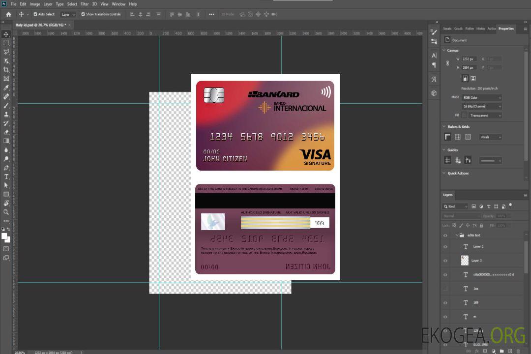 Écran de carte de signature de visa bancaire Banco Internacional de l'Équateur template Écran de carte de signature de visa bancaire Banco Internacional de l'Équateur template